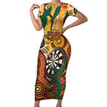 Darts Australia NAIDOC Week 2026 Personalised Short Sleeve Bodycon Dress 50 Years Deadly Eucalyptus Indigenous Art
