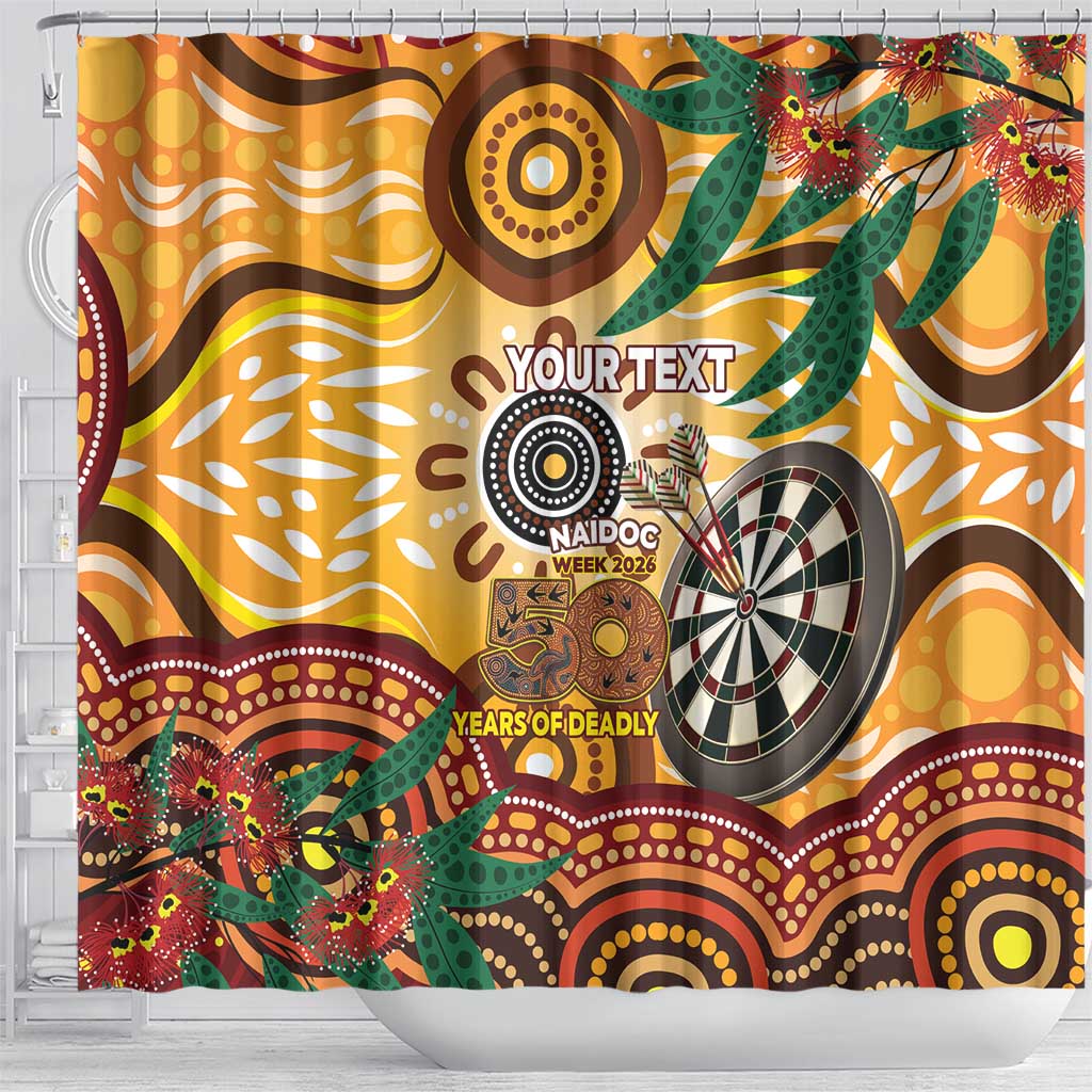 Darts Australia NAIDOC Week 2026 Personalised Shower Curtain 50 Years Deadly Eucalyptus Indigenous Art