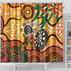 Darts Australia NAIDOC Week 2026 Personalised Shower Curtain 50 Years Deadly Eucalyptus Indigenous Art
