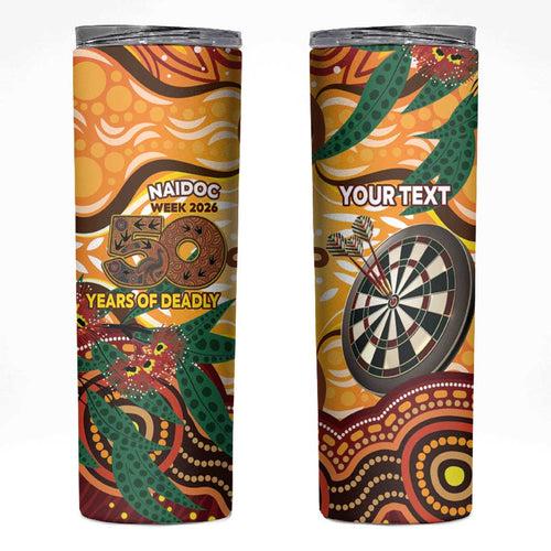 Darts Australia NAIDOC Week 2026 Personalised Skinny Tumbler 50 Years Deadly Eucalyptus Indigenous Art