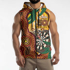 Darts Australia NAIDOC Week 2026 Personalised Sleeveless Zip Hoodie 50 Years Deadly Eucalyptus Indigenous Art
