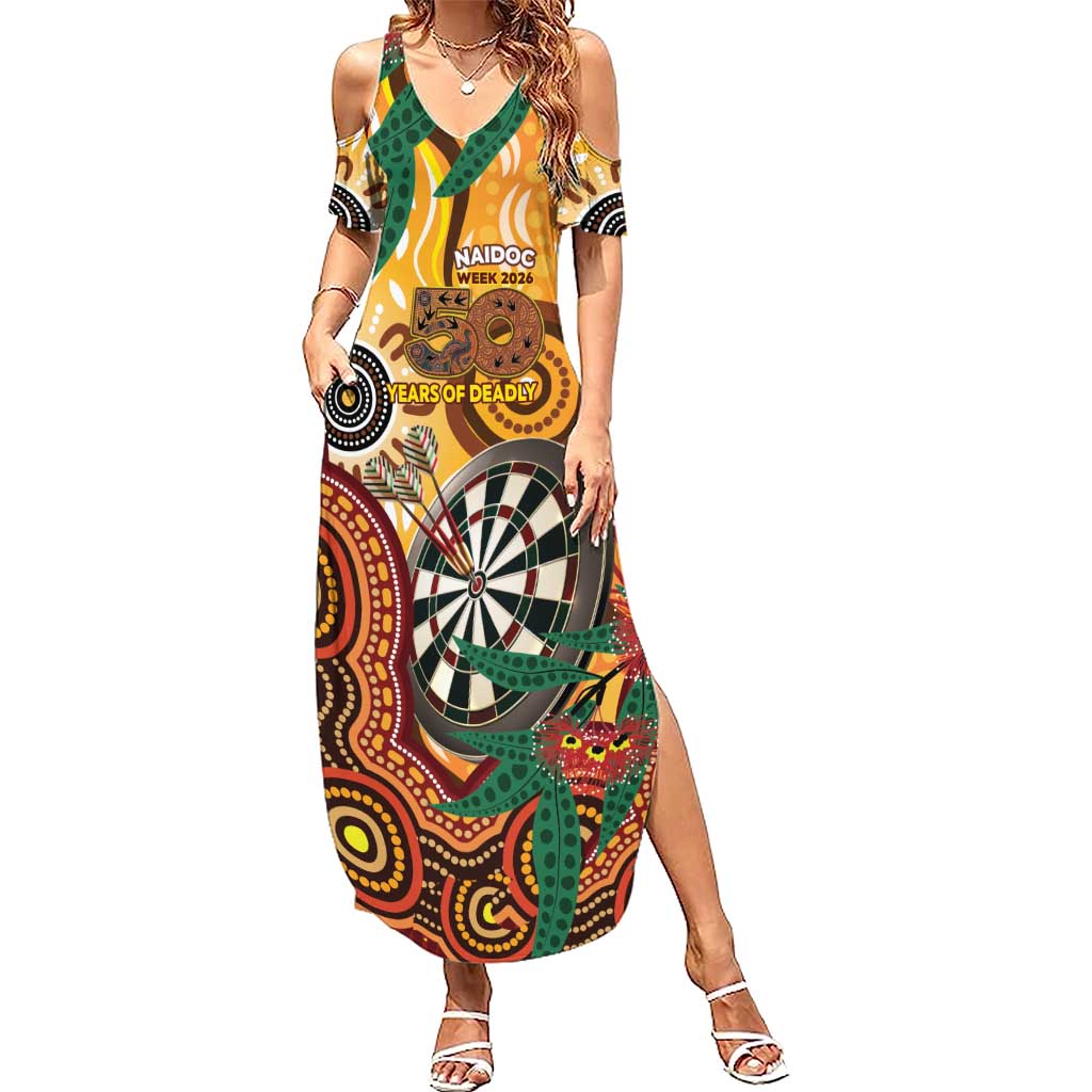 Darts Australia NAIDOC Week 2026 Personalised Summer Maxi Dress 50 Years Deadly Eucalyptus Indigenous Art