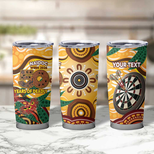 Darts Australia NAIDOC Week 2026 Personalised Tumbler Cup 50 Years Deadly Eucalyptus Indigenous Art