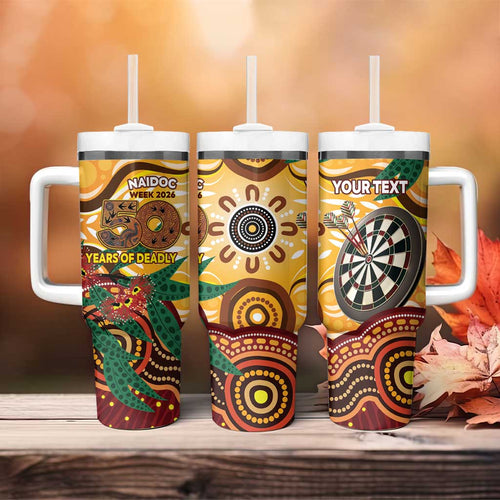 Darts Australia NAIDOC Week 2026 Personalised Tumbler With Handle 50 Years Deadly Eucalyptus Indigenous Art