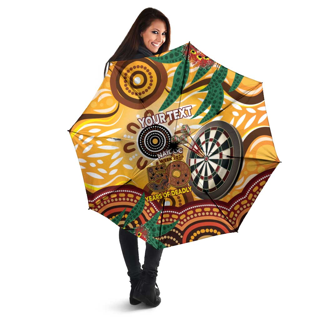 Darts Australia NAIDOC Week 2026 Personalised Umbrella 50 Years Deadly Eucalyptus Indigenous Art