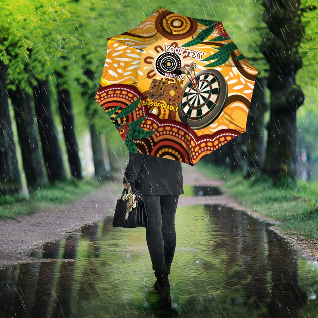 Darts Australia NAIDOC Week 2026 Personalised Umbrella 50 Years Deadly Eucalyptus Indigenous Art