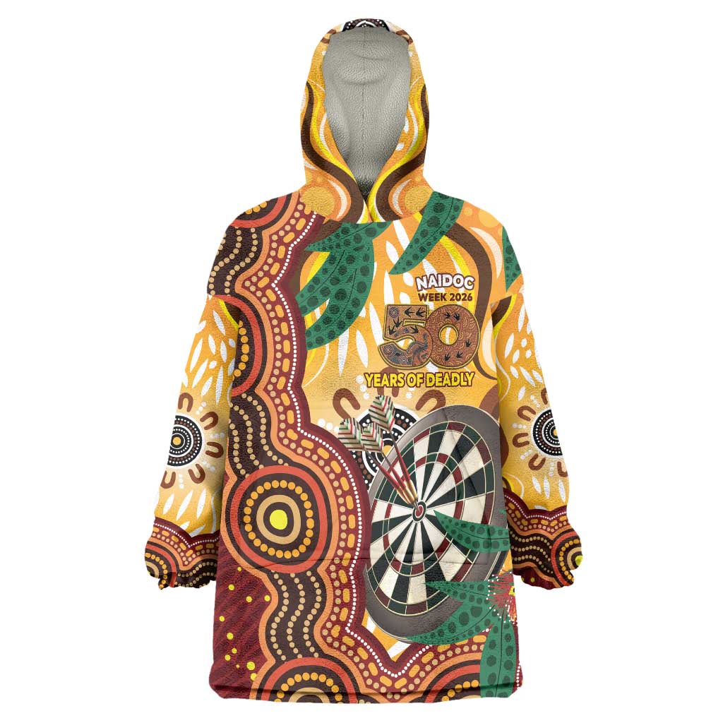 Darts Australia NAIDOC Week 2026 Personalised Wearable Blanket Hoodie 50 Years Deadly Eucalyptus Indigenous Art
