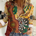 Darts Australia NAIDOC Week 2026 Personalised Women Casual Shirt 50 Years Deadly Eucalyptus Indigenous Art