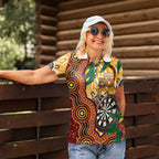 Darts Australia NAIDOC Week 2026 Personalised Women Polo Shirt 50 Years Deadly Eucalyptus Indigenous Art