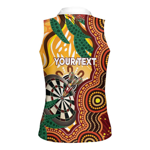 Darts Australia NAIDOC Week 2026 Personalised Women Sleeveless Polo Shirt 50 Years Deadly Eucalyptus Indigenous Art