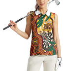 Darts Australia NAIDOC Week 2026 Personalised Women Sleeveless Polo Shirt 50 Years Deadly Eucalyptus Indigenous Art