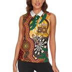 Darts Australia NAIDOC Week 2026 Personalised Women Sleeveless Polo Shirt 50 Years Deadly Eucalyptus Indigenous Art