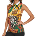 Darts Australia NAIDOC Week 2026 Personalised Women Sleeveless Polo Shirt 50 Years Deadly Eucalyptus Indigenous Art