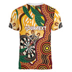 Darts Australia NAIDOC Week 2026 Personalised Women V-Neck T-Shirt 50 Years Deadly Eucalyptus Indigenous Art