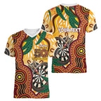 Darts Australia NAIDOC Week 2026 Personalised Women V-Neck T-Shirt 50 Years Deadly Eucalyptus Indigenous Art