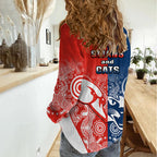 Swans And Cats Football Women Casual Shirt Sydney Mix Geelong Indigenous LT14