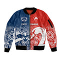 personalised-swans-and-cats-football-sleeve-zip-bomber-jacket-sydney-mix-geelong-indigenous