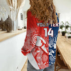 Personalised Swans And Cats Football Women Casual Shirt Sydney Mix Geelong Indigenous LT14