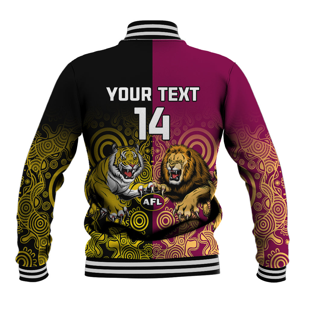 personalised-richmond-and-brisbane-lions-football-baseball-jacket-indigenous-art-version