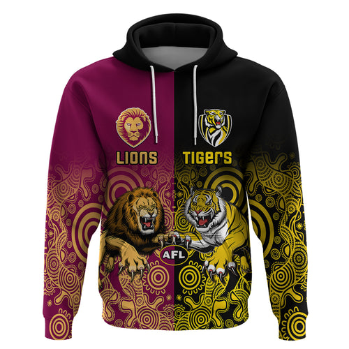 personalised-richmond-and-brisbane-lions-football-hoodie-indigenous-art-version