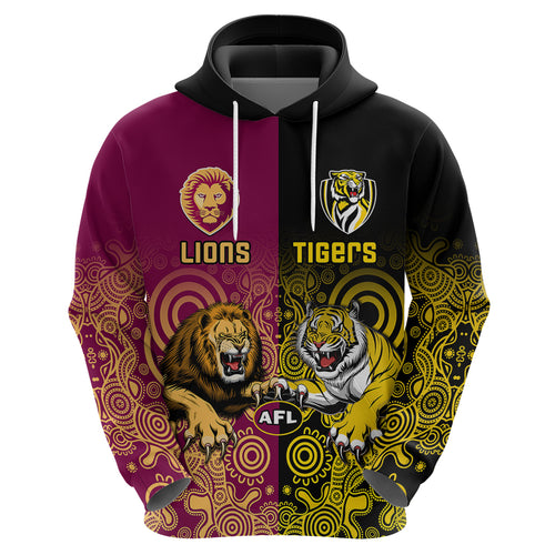 personalised-richmond-and-brisbane-lions-football-hoodie-indigenous-art-version