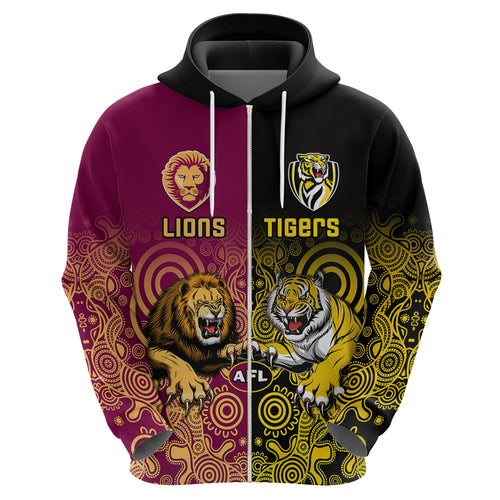personalised-richmond-and-brisbane-lions-football-hoodie-indigenous-art-version