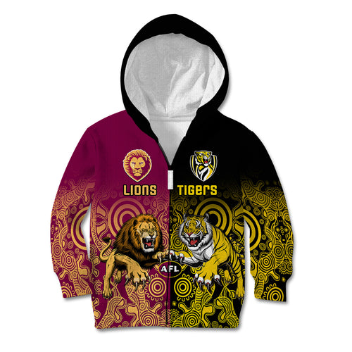personalised-richmond-and-brisbane-lions-football-kid-hoodie-indigenous-art-version
