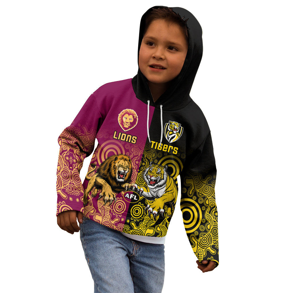 personalised-richmond-and-brisbane-lions-football-kid-hoodie-indigenous-art-version