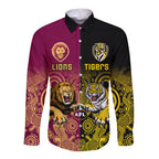 personalised-richmond-and-brisbane-lions-football-long-sleeve-button-shirt-indigenous-art-version