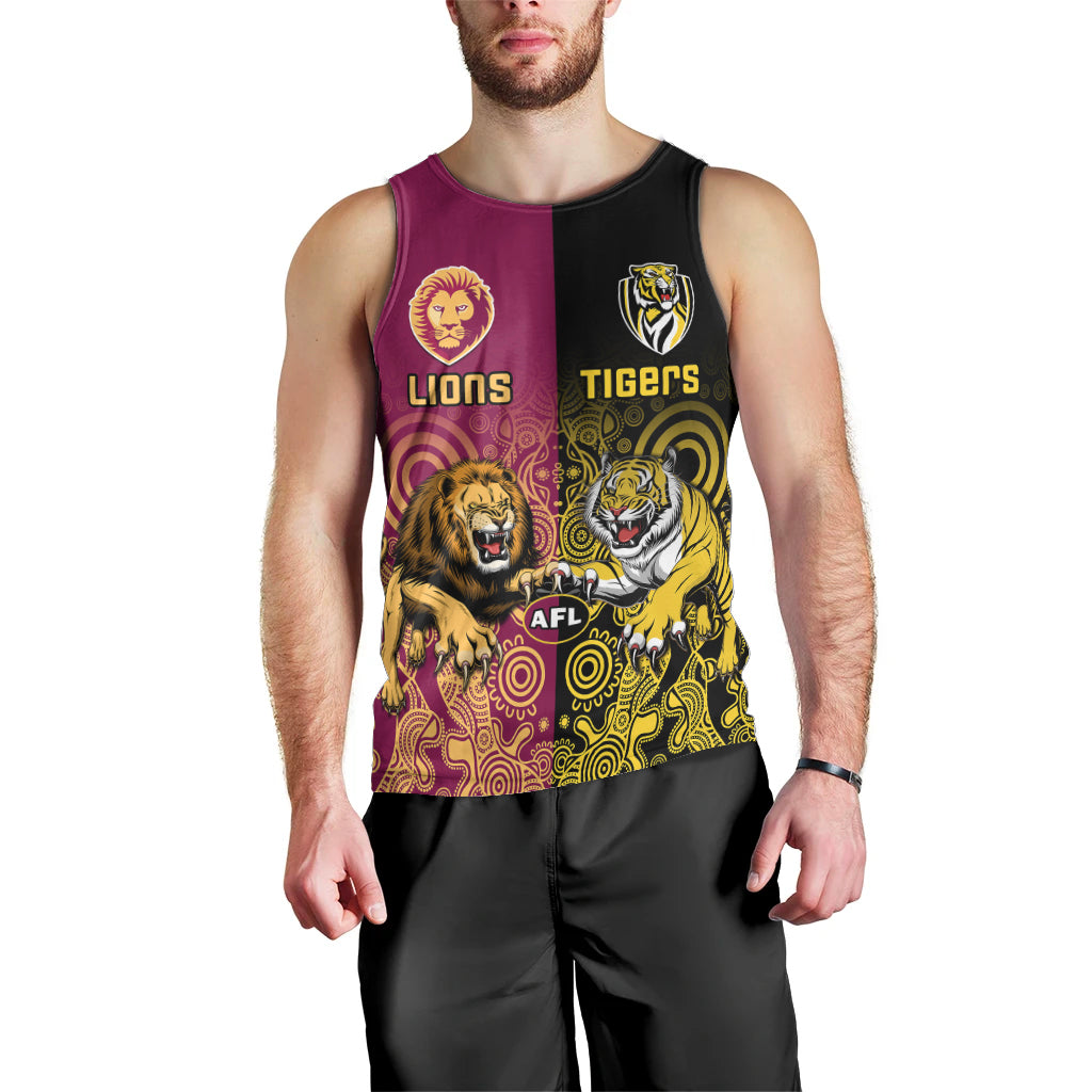 personalised-richmond-and-brisbane-lions-football-men-tank-top-indigenous-art-version