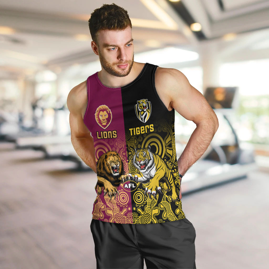 personalised-richmond-and-brisbane-lions-football-men-tank-top-indigenous-art-version