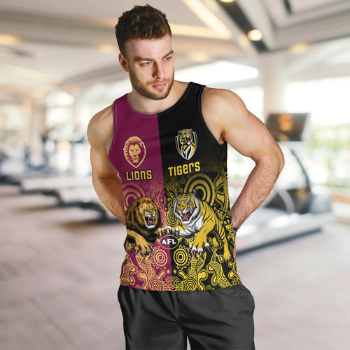 personalised-richmond-and-brisbane-lions-football-men-tank-top-indigenous-art-version