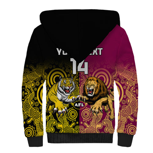 personalised-richmond-and-brisbane-lions-football-sherpa-hoodie-indigenous-art-version