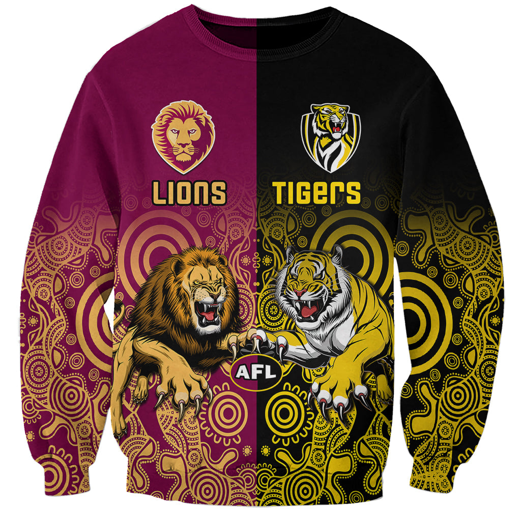 personalised-richmond-and-brisbane-lions-football-sweatshirt-indigenous-art-version