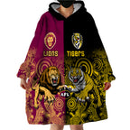 personalised-richmond-and-brisbane-lions-football-wearable-blanket-hoodie-indigenous-art-version
