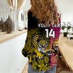 Personalised Richmond And Brisbane Lions Football Women Casual Shirt Indigenous Art Version LT14