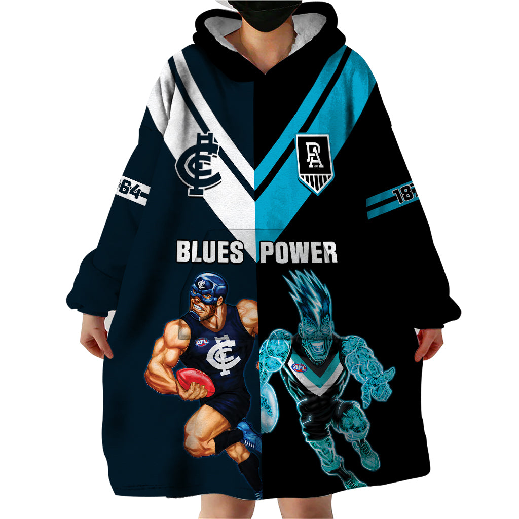 personalised-carlton-and-port-adelaide-football-wearable-blanket-hoodie-blues-mix-power-sporty-version