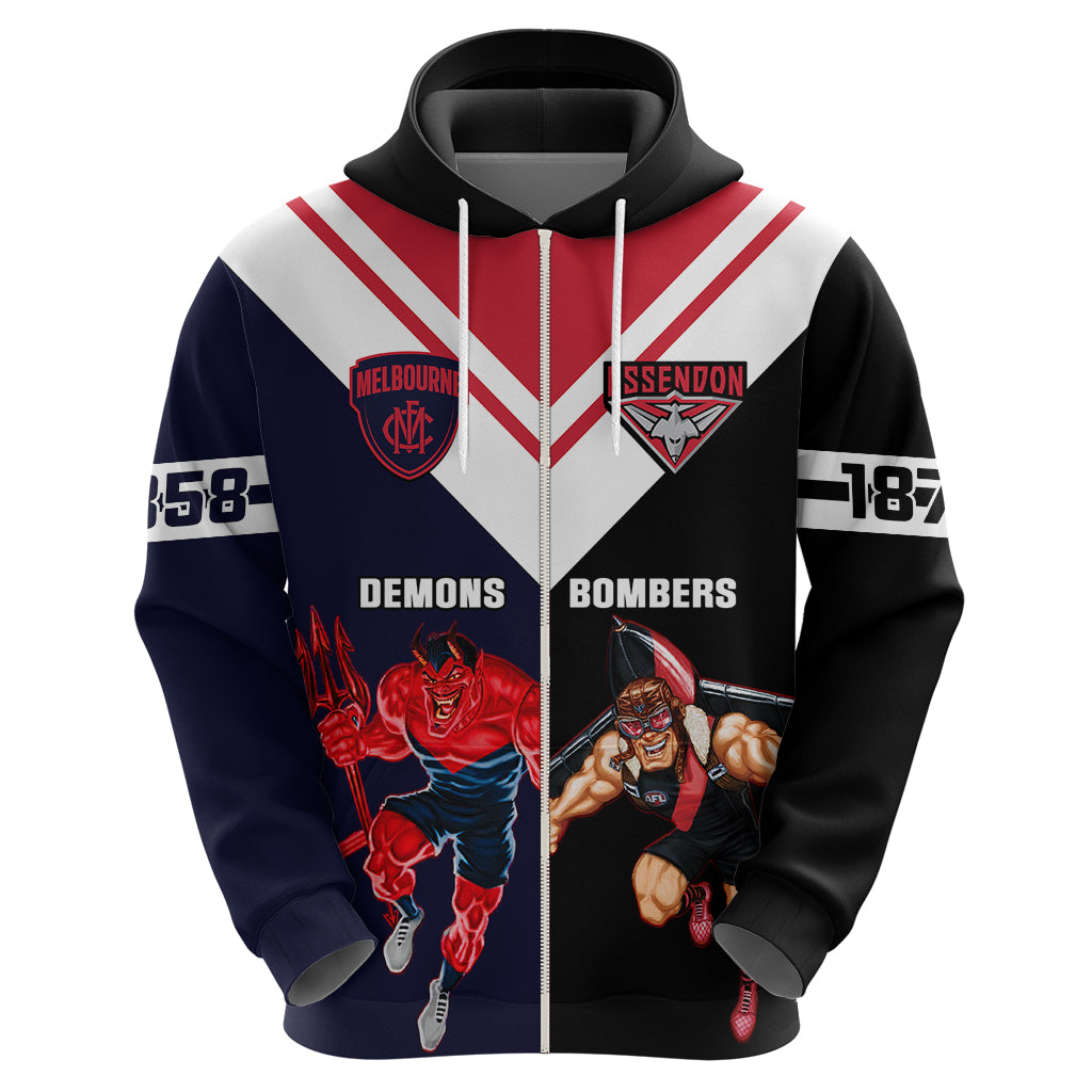 personalised-melbourne-and-essendon-football-hoodie-demons-mix-bombers-sporty-version