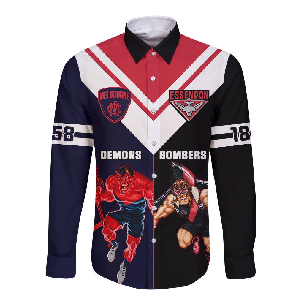 personalised-melbourne-and-essendon-football-long-sleeve-button-shirt-demons-mix-bombers-sporty-version