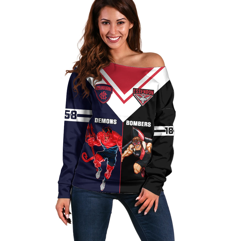 personalised-melbourne-and-essendon-football-off-shoulder-sweater-demons-mix-bombers-sporty-version