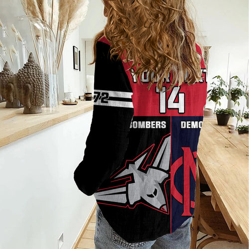 Personalised Melbourne And Essendon Football Women Casual Shirt Demons Mix Bombers Sporty Version LT14