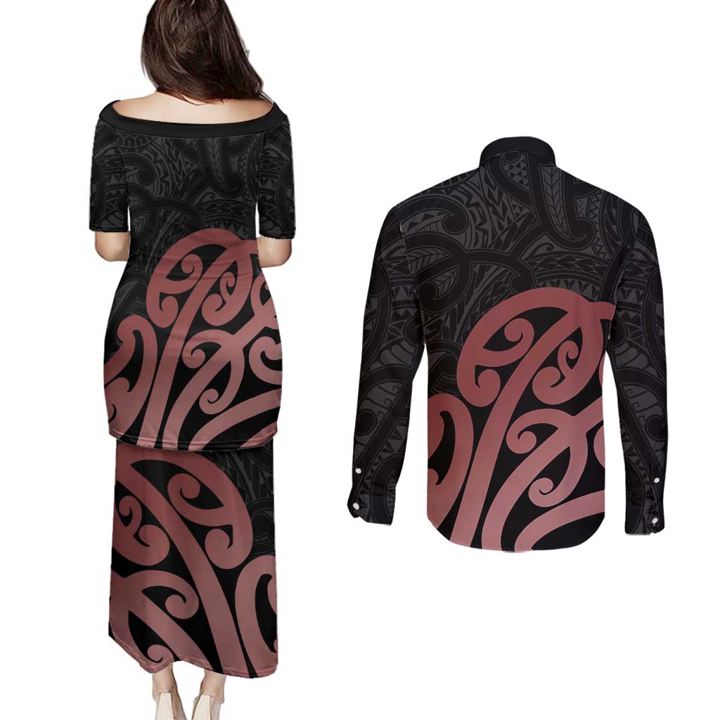 New Zealand Mangopare Tamanako Couples Matching Puletasi and Long Sleeve Button Shirt Aotearoa Maori