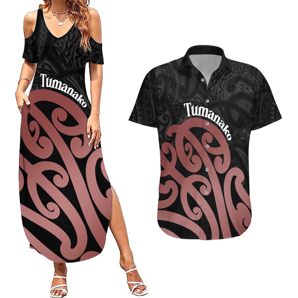 New Zealand Mangopare Tamanako Couples Matching Summer Maxi Dress and Hawaiian Shirt Aotearoa Maori