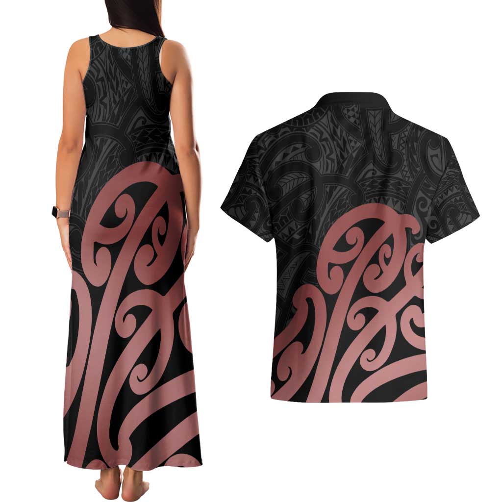 New Zealand Mangopare Tamanako Couples Matching Tank Maxi Dress and Hawaiian Shirt Aotearoa Maori
