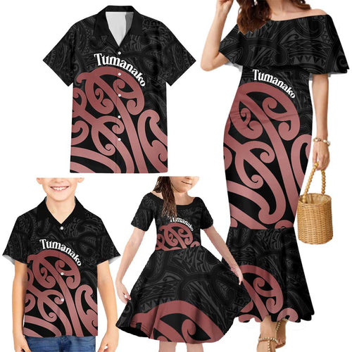 New Zealand Mangopare Tamanako Family Matching Mermaid Dress and Hawaiian Shirt Aotearoa Maori