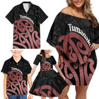 New Zealand Mangopare Tamanako Family Matching Off Shoulder Short Dress and Hawaiian Shirt Aotearoa Maori