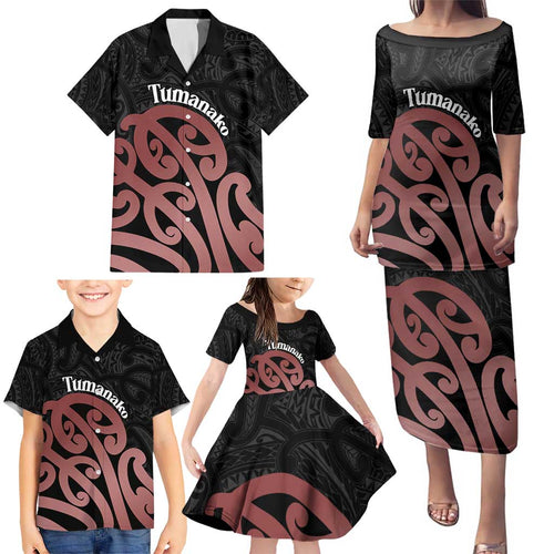 New Zealand Mangopare Tamanako Family Matching Puletasi and Hawaiian Shirt Aotearoa Maori