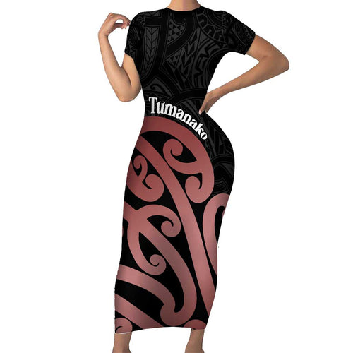 New Zealand Mangopare Tamanako Family Matching Short Sleeve Bodycon Dress and Hawaiian Shirt Aotearoa Maori