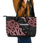 New Zealand Mangopare Tamanako Leather Tote Bag Aotearoa Maori