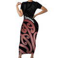 New Zealand Mangopare Tamanako Short Sleeve Bodycon Dress Aotearoa Maori